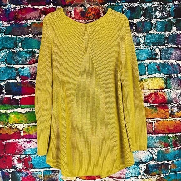 J. Jill Lime Green Knit Long Tunic Sweater Size Medium - Picture 2 of 8